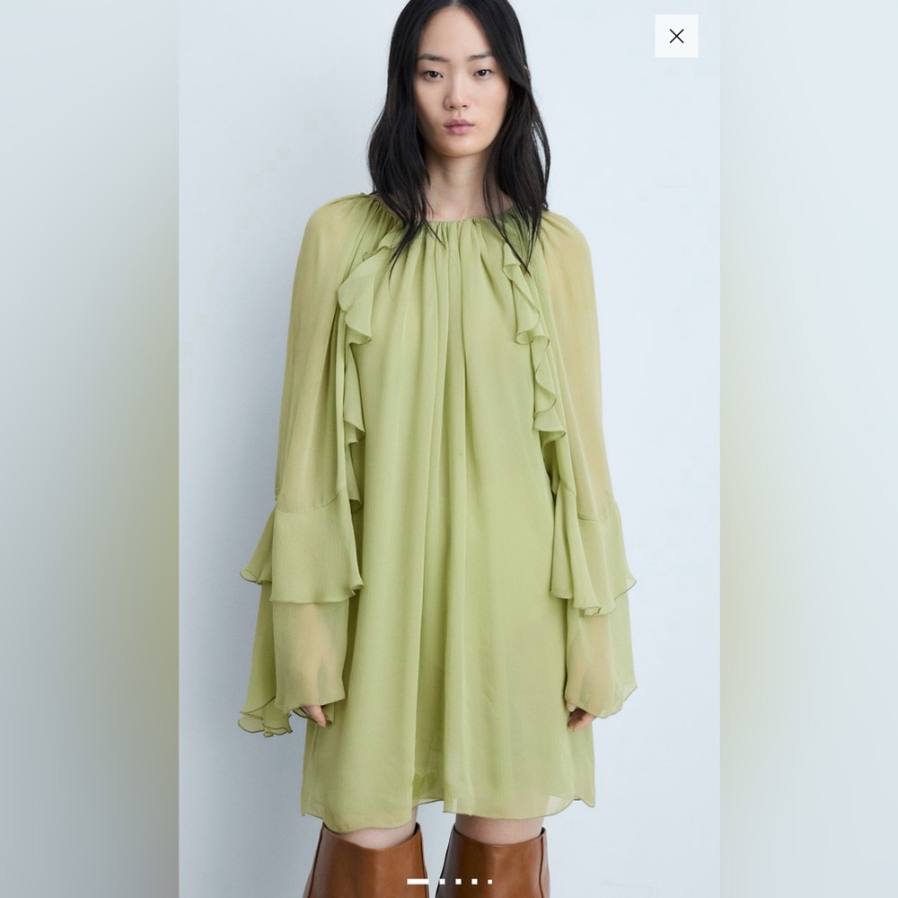 Elegant Green Ruffle Dress